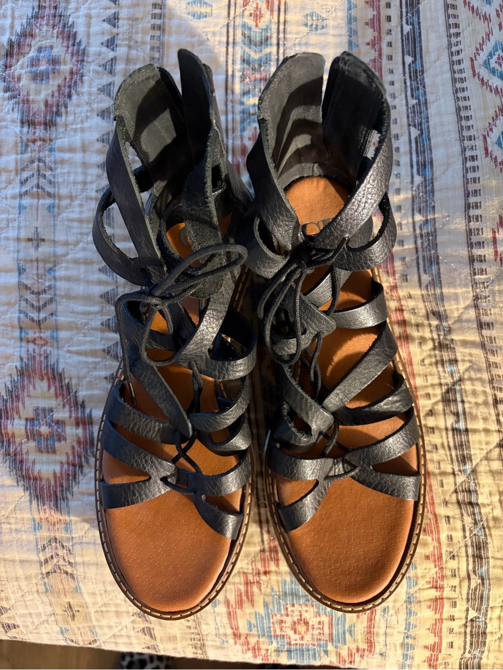 Gianni Bini Black Strappy Lace-Up Gladiator Sandals